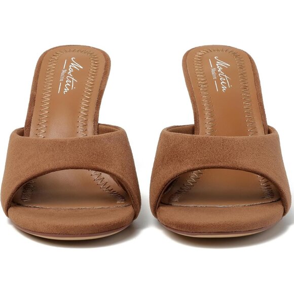 Women's Brown Suede Round Toe Heels With Bow Vintage Mules Sexy Slip on Stiletto - Picture 6 of 9